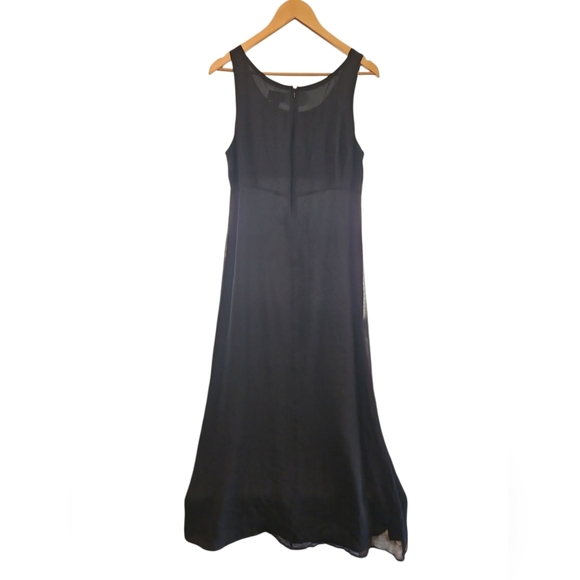 Robbie Bee SZ 12 Vintage 100% Silk Black Floral Beaded Midi Sleeveless Dress - Picture 3 of 11